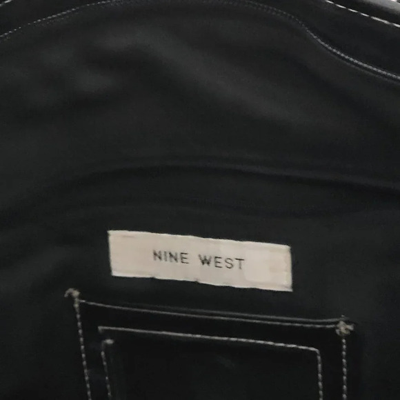 Nine West Large Black Womens Shoulder Bag Purse Tote Classic Minimalist Neutral‎ - Picture 7 of 10